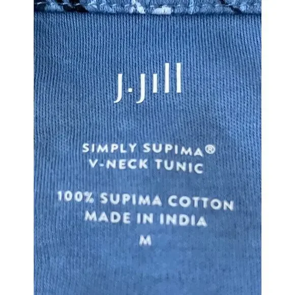 J. HILL SUPIMA V-NECK TUNIC, WOMENS, M, BLUE W/PAISLEY WHITE & BLACK FLOWERS - Picture 10 of 10